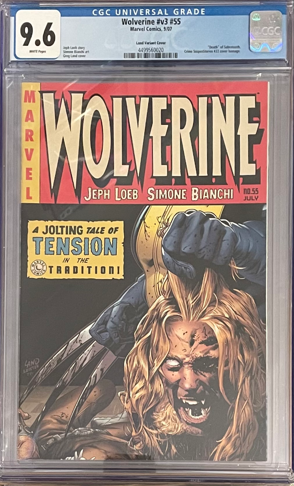 Wolverine 55 - Greg Land Variant CGC 9.6 image 0